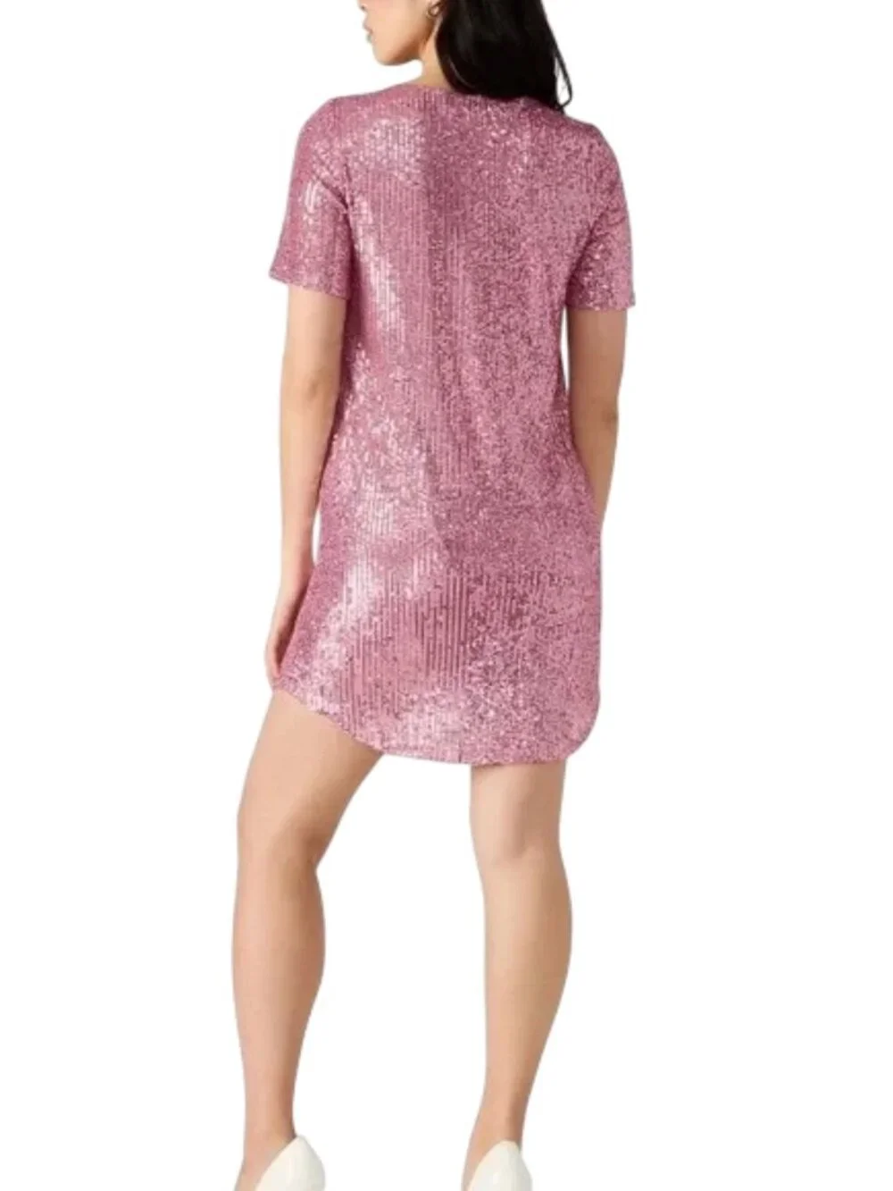 Betsey Johnson Pink Sequin High Low Shift Dress - Small - Picture 5 of 13